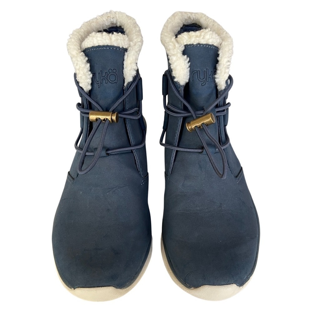 Ryka Suede Faux Shearling Bungee Boots Evie Navy - Medium Size 5 - Picture 5 of 7